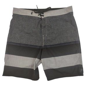 Vans Boardshorts Drawstring 9.5" Ins Tan Black Striped Swim Surf Vacation Beach